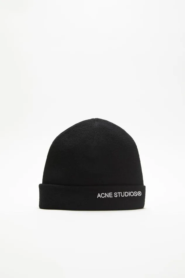Acne Studios Logo Beanie Black Woman Hats