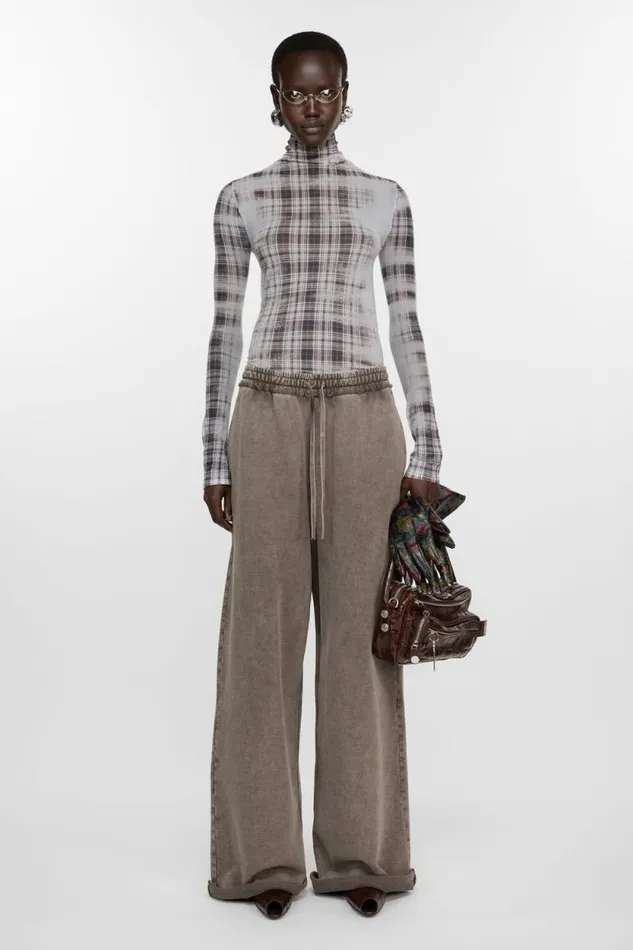 Acne Studios Logo Sweatpants Taupe Brown Woman Trousers