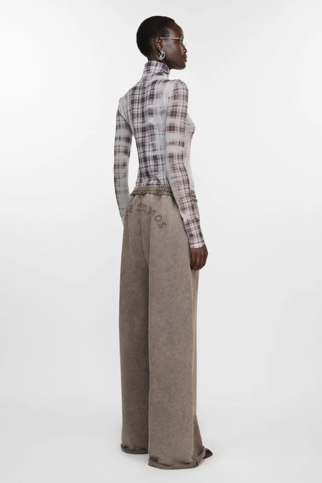 Acne Studios Logo Sweatpants Taupe Brown Woman Trousers