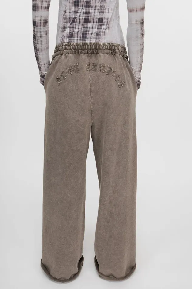 Acne Studios Logo Sweatpants Taupe Brown Woman Trousers