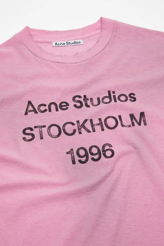 Acne Studios Logo Tshirt 8211 Relaxed Fit Cotton Candy Pink Man Tshirts