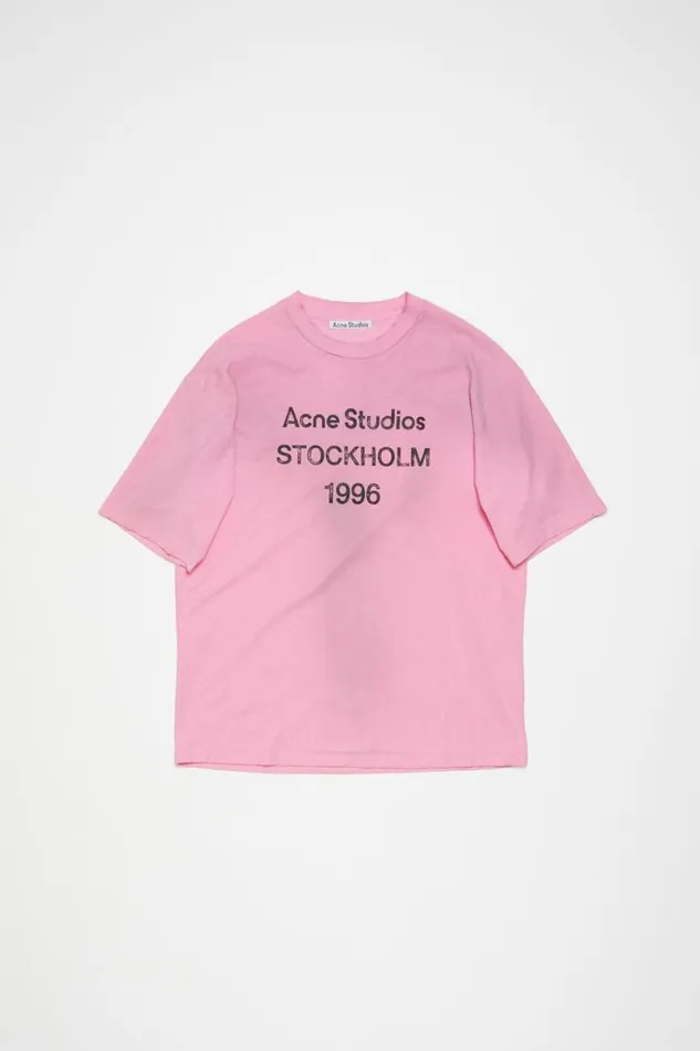 Acne Studios Logo Tshirt 8211 Relaxed Fit Cotton Candy Pink Man Tshirts