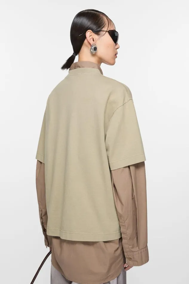Acne Studios Logo Tshirt 8211 Relaxed Fit Sand Beige Woman Tshirts