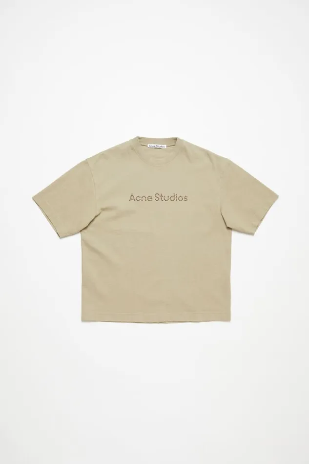 Acne Studios Logo Tshirt 8211 Relaxed Fit Sand Beige Woman Tshirts