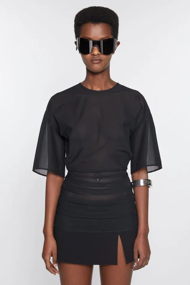 Acne Studios Mesh Tshirt Black Woman Shirts and Blouses