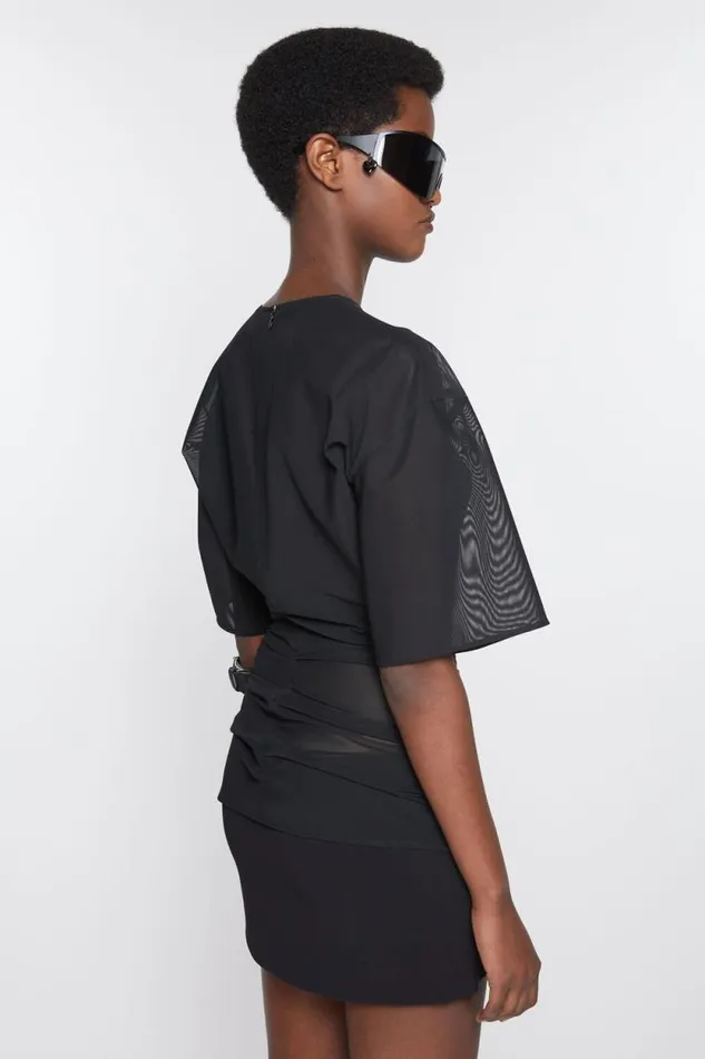 Acne Studios Mesh Tshirt Black Woman Shirts and Blouses