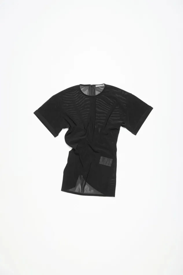 Acne Studios Mesh Tshirt Black Woman Shirts and Blouses