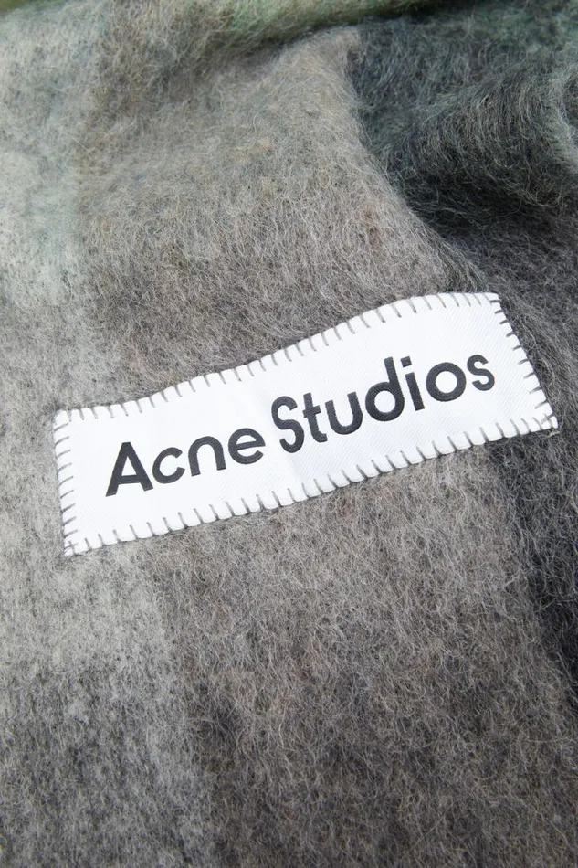 Acne Studios Mohair Checked Scarf Greengreyblack Man Scarves