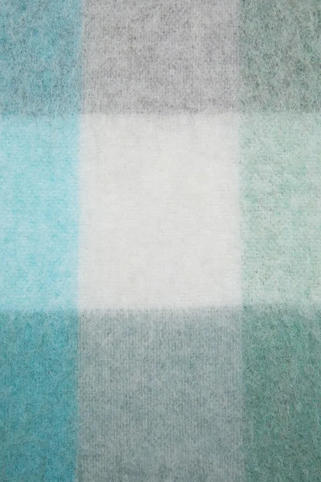 Acne Studios Mohair Checked Scarf Turquoisegreymint Green Woman Scarves