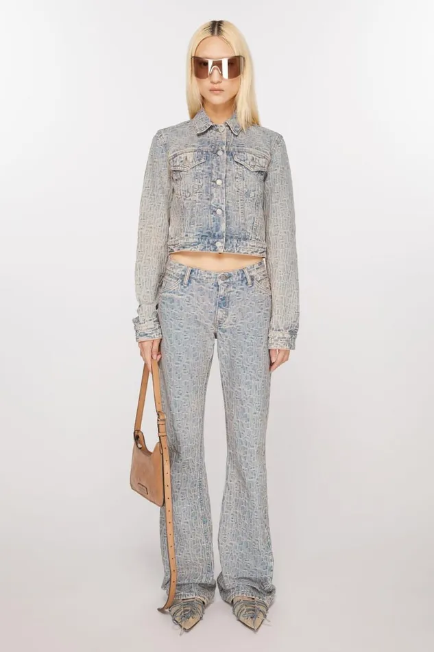 Acne Studios Monogram Denim Jacket 8211 Fitted Fit Bluebeige Woman Outerwear