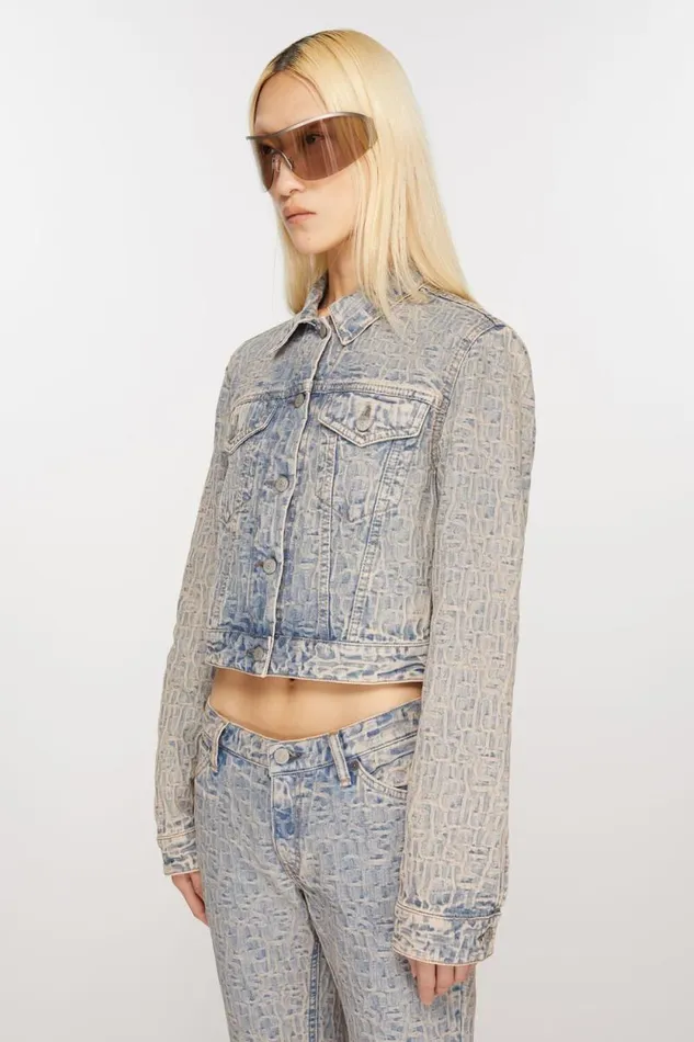 Acne Studios Monogram Denim Jacket 8211 Fitted Fit Bluebeige Woman Outerwear