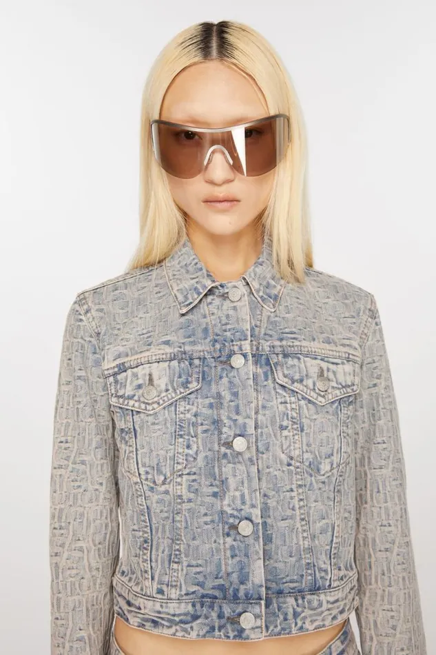Acne Studios Monogram Denim Jacket 8211 Fitted Fit Bluebeige Woman Outerwear