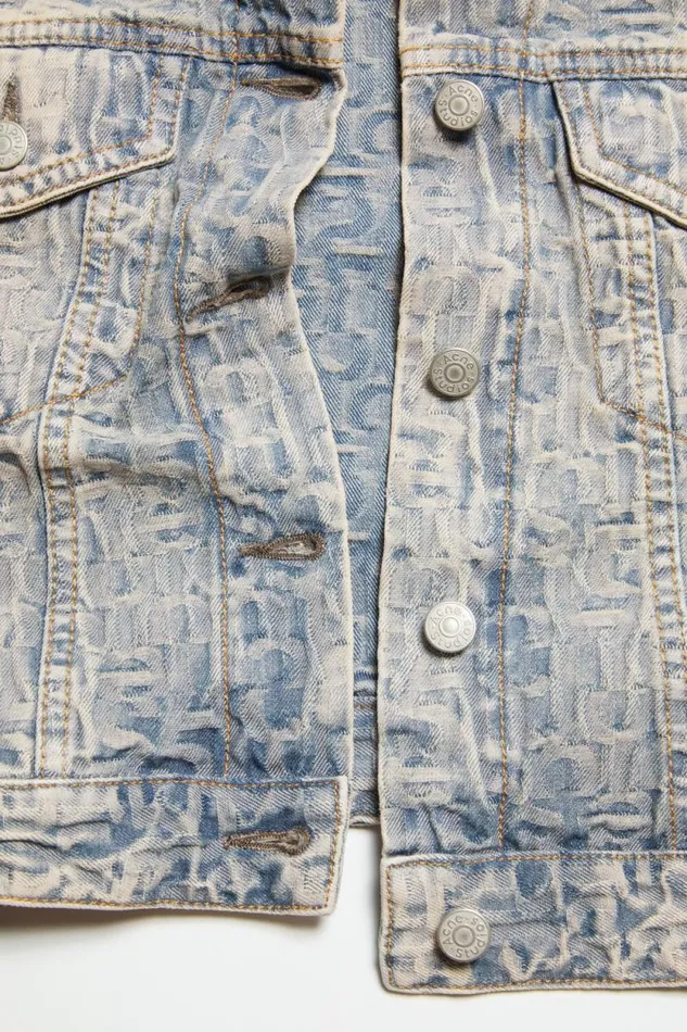 Acne Studios Monogram Denim Jacket 8211 Fitted Fit Bluebeige Woman Outerwear
