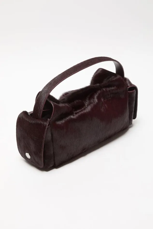 Acne Studios Multipocket Furry Leather Bag Dark Burgundy Man Bags