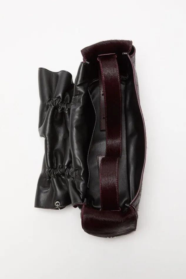 Acne Studios Multipocket Furry Leather Bag Dark Burgundy Man Bags