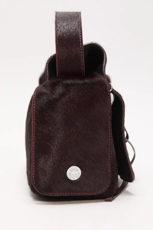Acne Studios Multipocket Furry Leather Bag Dark Burgundy Man Bags