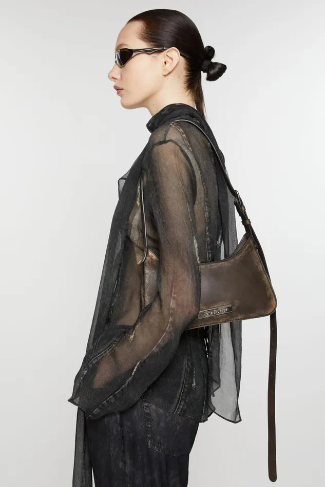 Acne Studios Platt Mini Shoulder Bag Dark Brownbeige Woman Bags