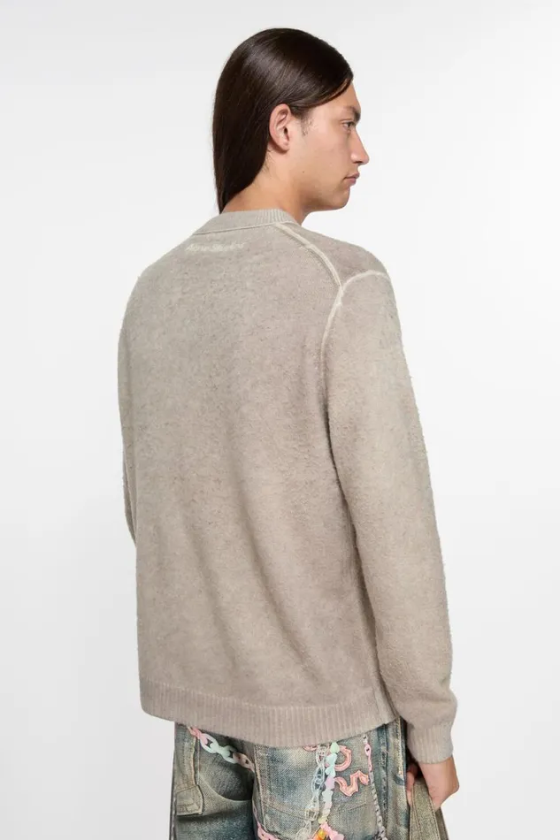 Acne Studios Printed Crewneck Jumper Beige Man Knitwear