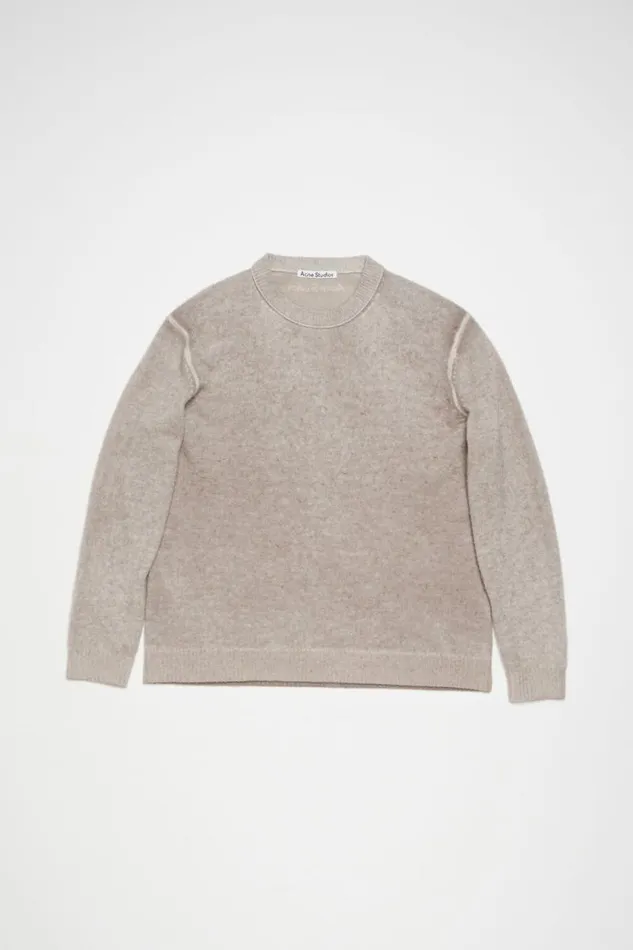 Acne Studios Printed Crewneck Jumper Beige Man Knitwear