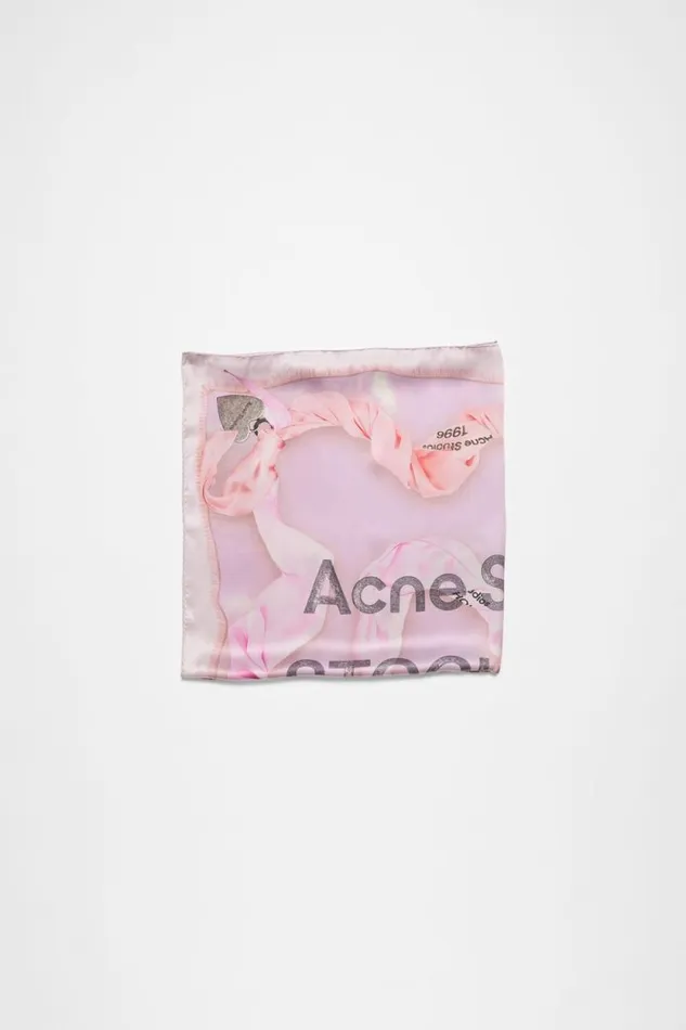 Acne Studios Printed Silk Scarf Pink Man Scarves