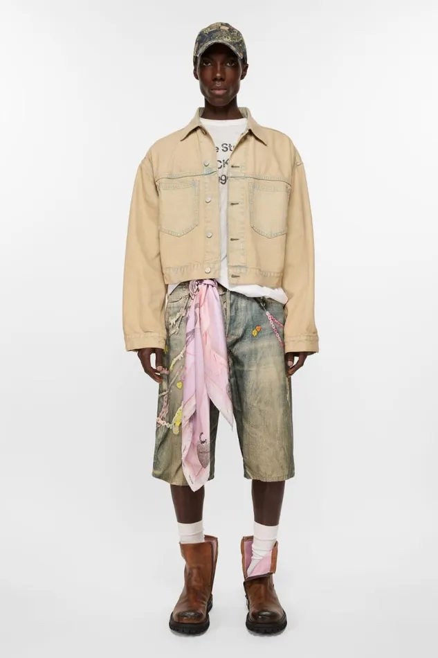 Acne Studios Printed Silk Scarf Pink Man Scarves