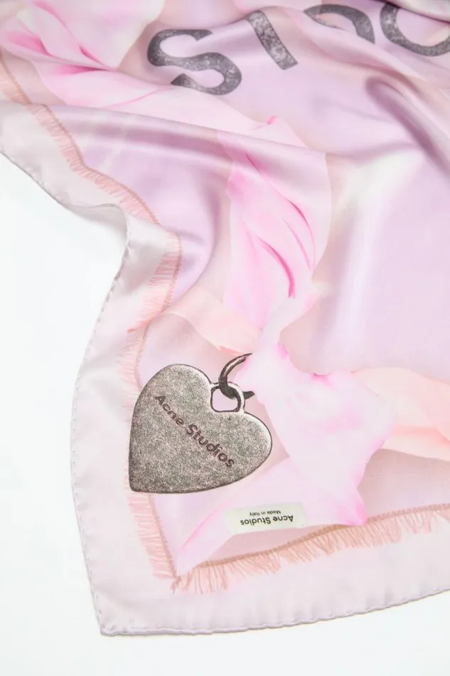 Acne Studios Printed Silk Scarf Pink Man Scarves