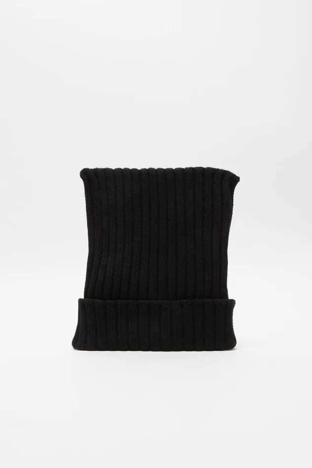 Acne Studios Ribbed Square Beanie Black Woman Hats