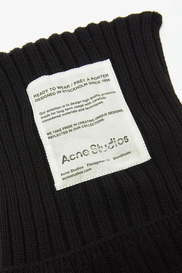Acne Studios Ribbed Square Beanie Black Woman Hats