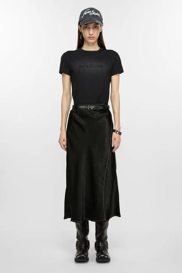 Acne Studios Satin Wrap Skirt Black Woman Skirts