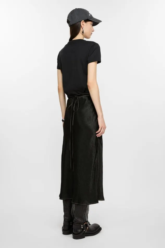 Acne Studios Satin Wrap Skirt Black Woman Skirts
