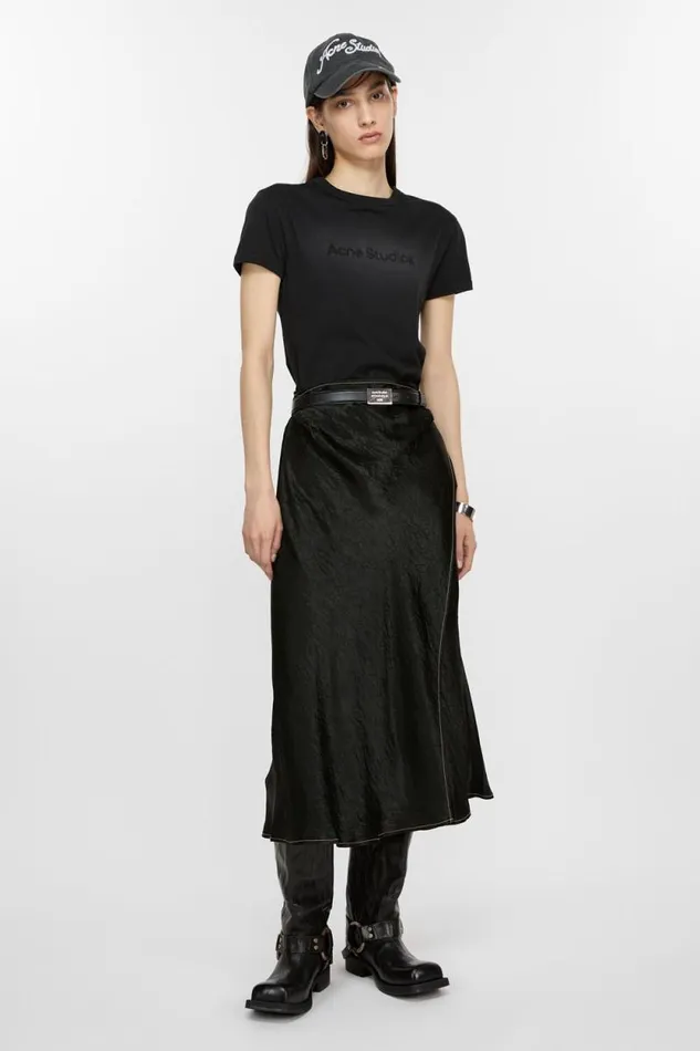 Acne Studios Satin Wrap Skirt Black Woman Skirts