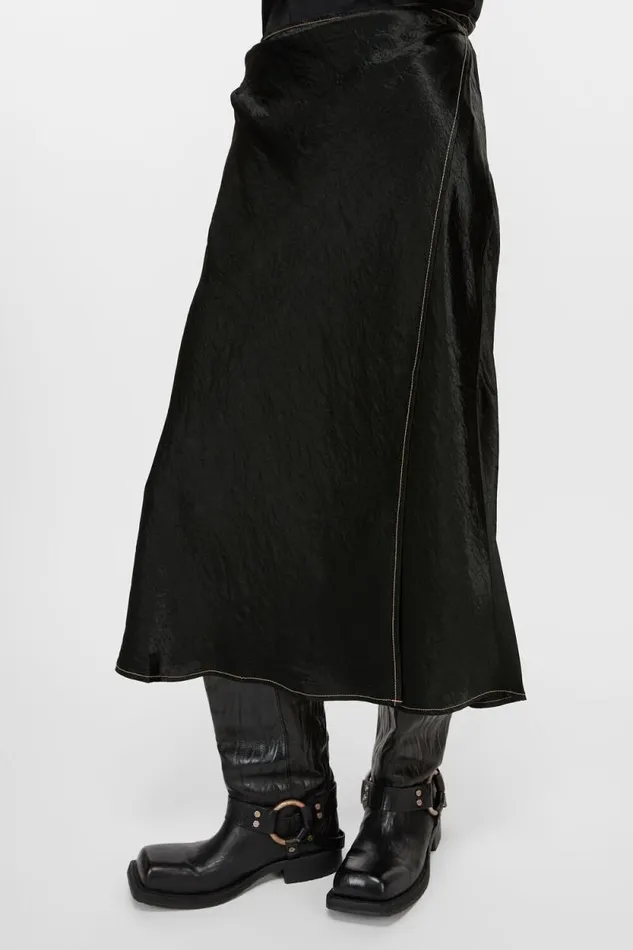 Acne Studios Satin Wrap Skirt Black Woman Skirts