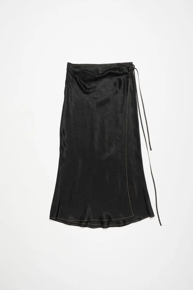 Acne Studios Satin Wrap Skirt Black Woman Skirts