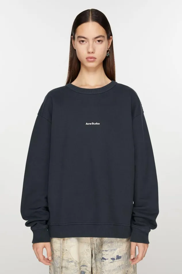 Acne Studios Stamp Logo Sweatshirt Black Woman Sweatshirts