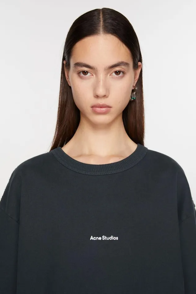 Acne Studios Stamp Logo Sweatshirt Black Woman Sweatshirts