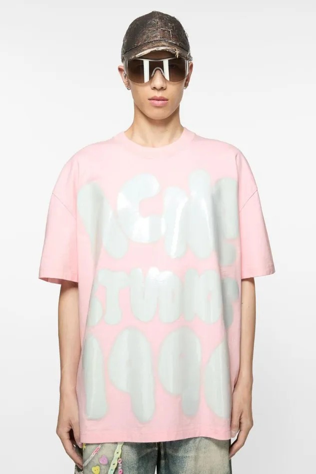 Acne Studios Tshirt Logo 8211 Relaxed Unisex Fit Innocent Pink Man Tshirts
