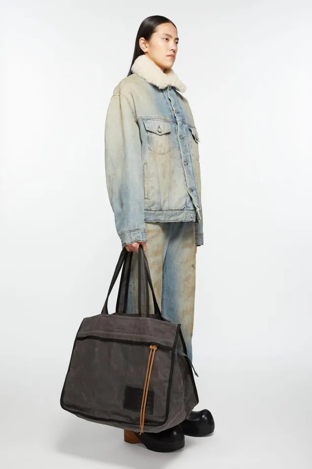Acne Studios Tote Bag Greyblack Man Bags