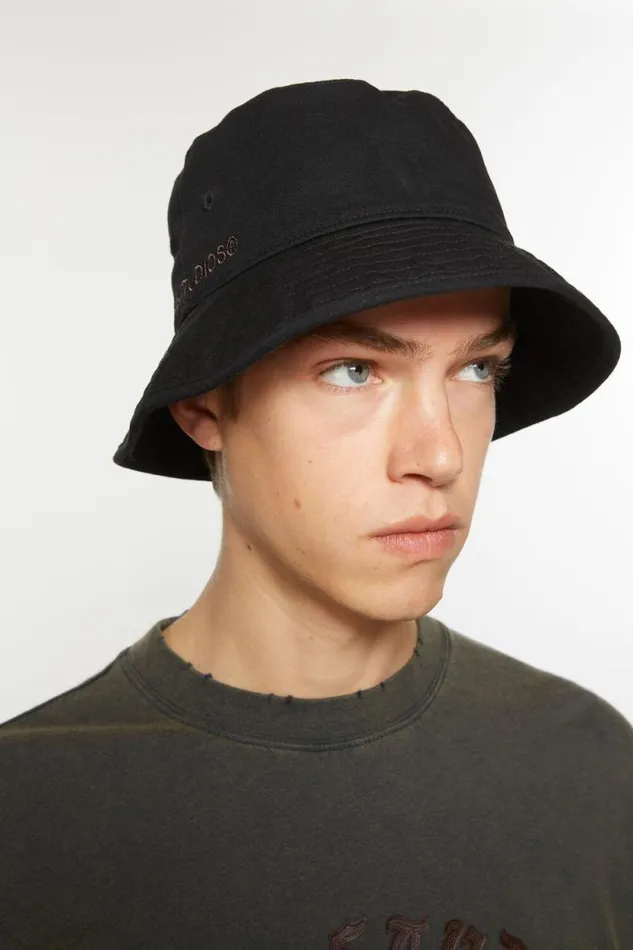 Acne Studios Twill Bucket Hat Black Man Hats