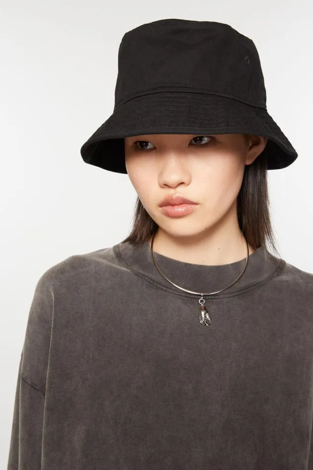 Acne Studios Twill Bucket Hat Black Man Hats