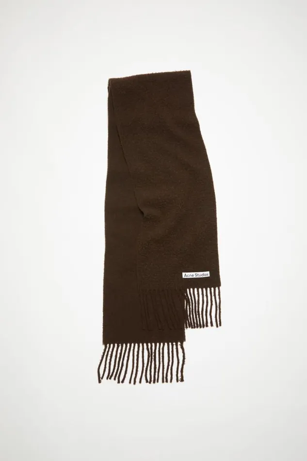 Acne Studios Wool Fringe Scarf Chocolate Brown Man Scarves
