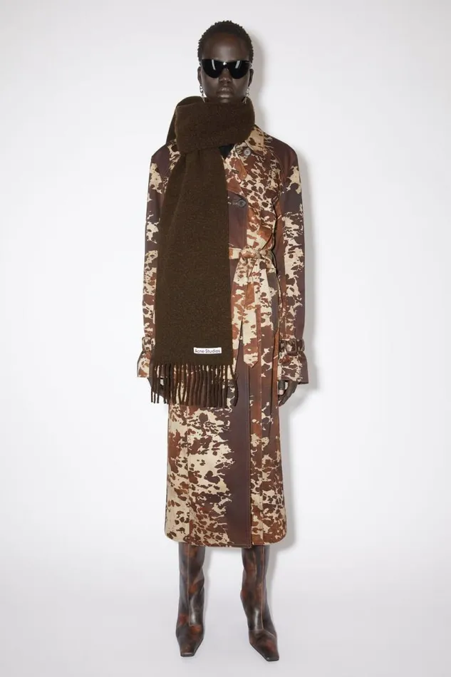 Acne Studios Wool Fringe Scarf Chocolate Brown Man Scarves