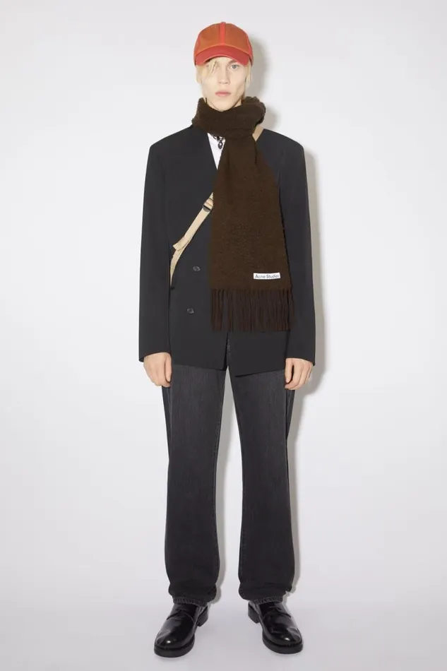 Acne Studios Wool Fringe Scarf Chocolate Brown Man Scarves