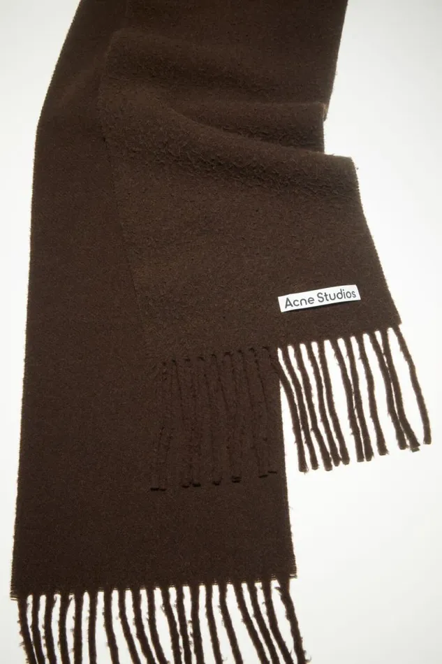 Acne Studios Wool Fringe Scarf Chocolate Brown Man Scarves