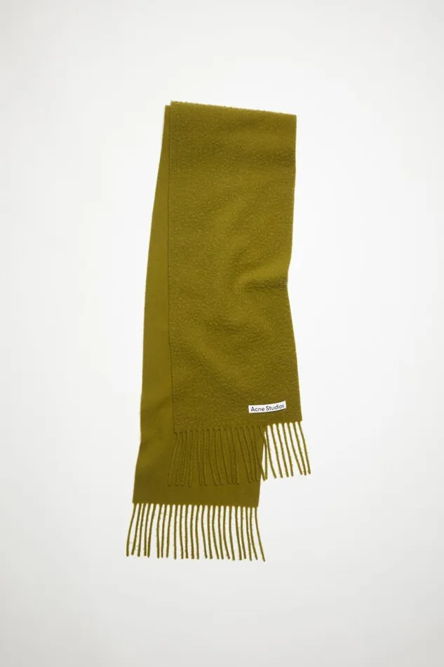 Acne Studios Wool Fringe Scarf Olive Green Man Scarves