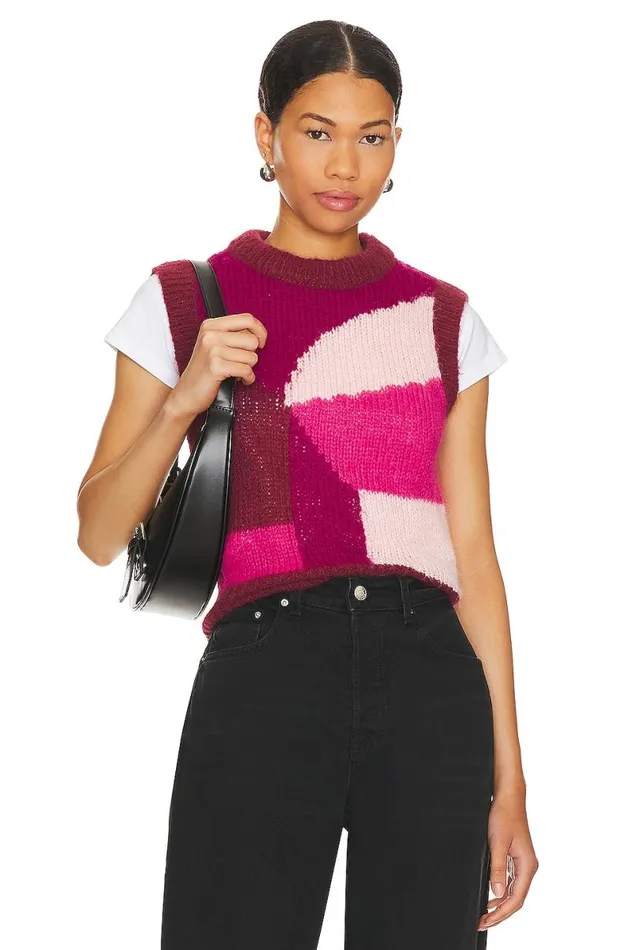 Adiel Knit Vest Pink Multi Women Lovers and Friends Sweaters and Knits