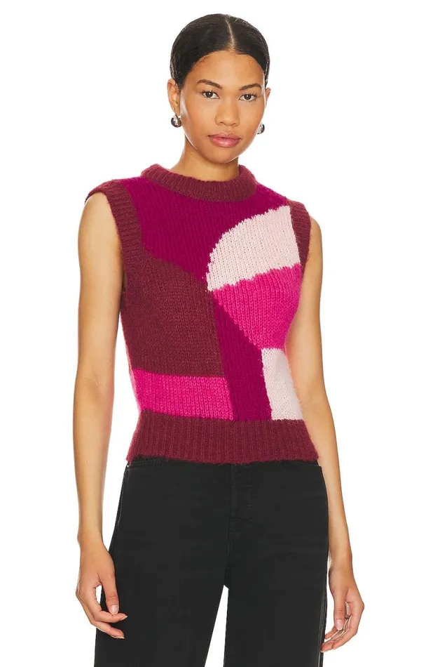 Adiel Knit Vest Pink Multi Women Lovers and Friends Sweaters and Knits