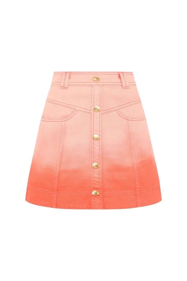 Aje Denim Ember Ombre Denim Mini Skirt Coral Sunset 8211 Women