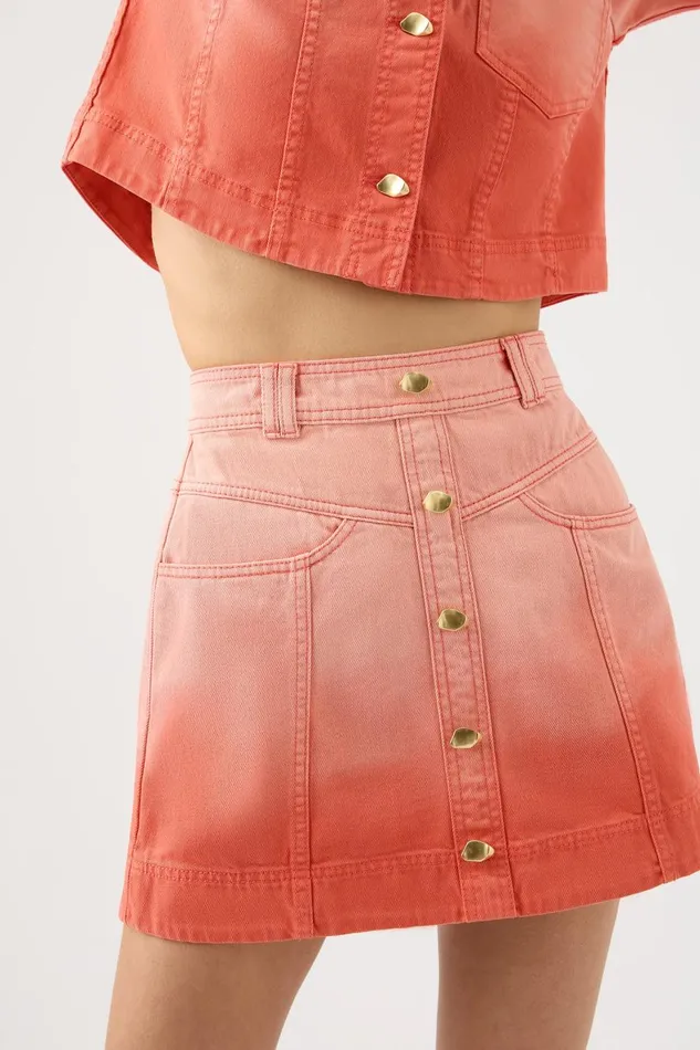 Aje Denim Ember Ombre Denim Mini Skirt Coral Sunset 8211 Women