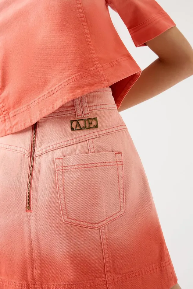 Aje Denim Ember Ombre Denim Mini Skirt Coral Sunset 8211 Women