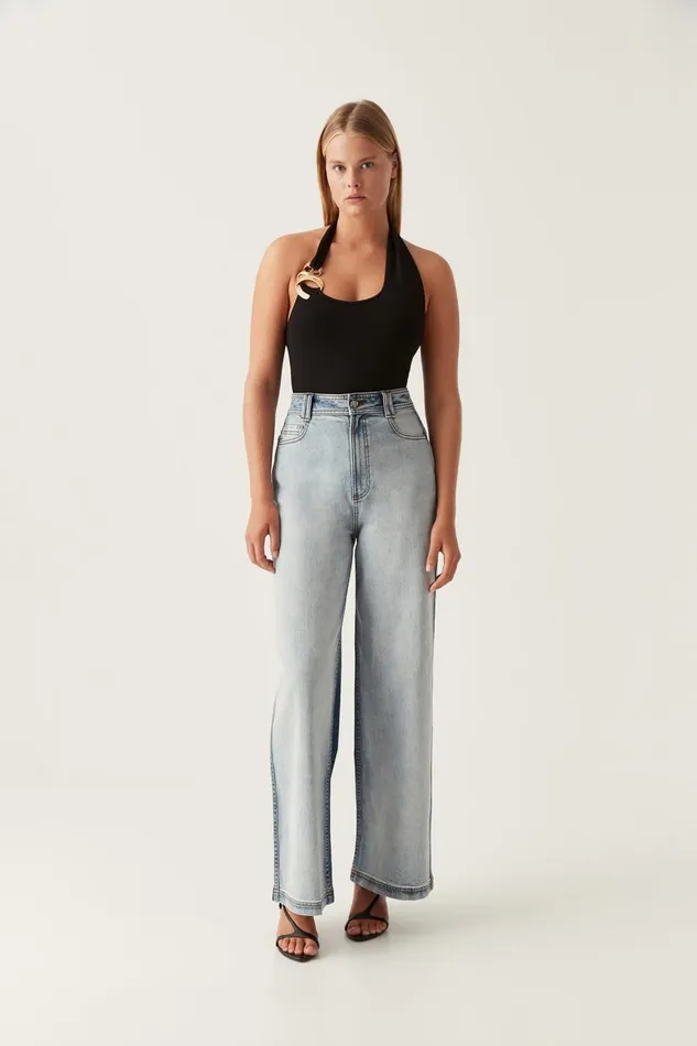Aje Denim Embrace Wide Leg Jeans Two Tone Indigo 8211 Women